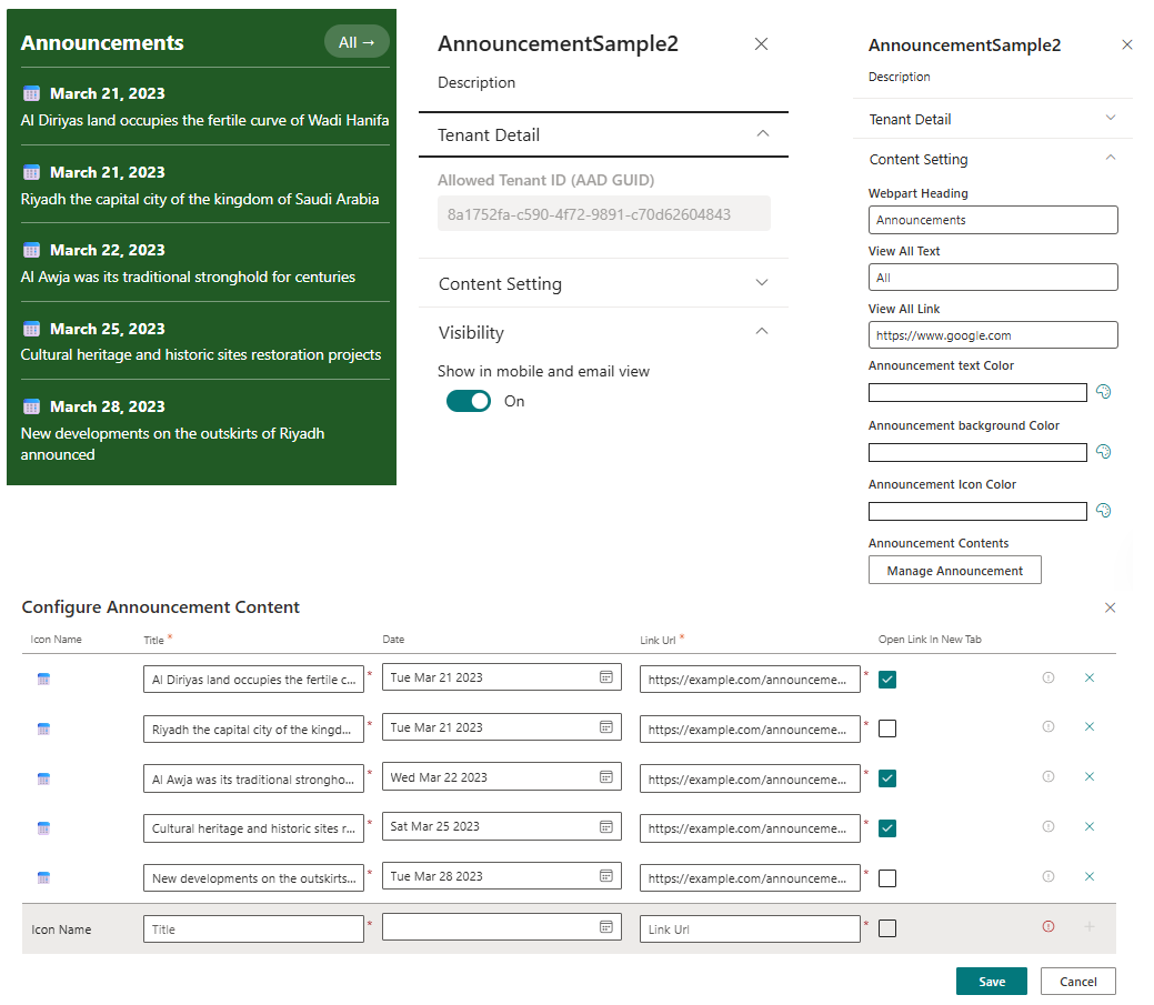 SharePoint Announcement SPFx Webpart